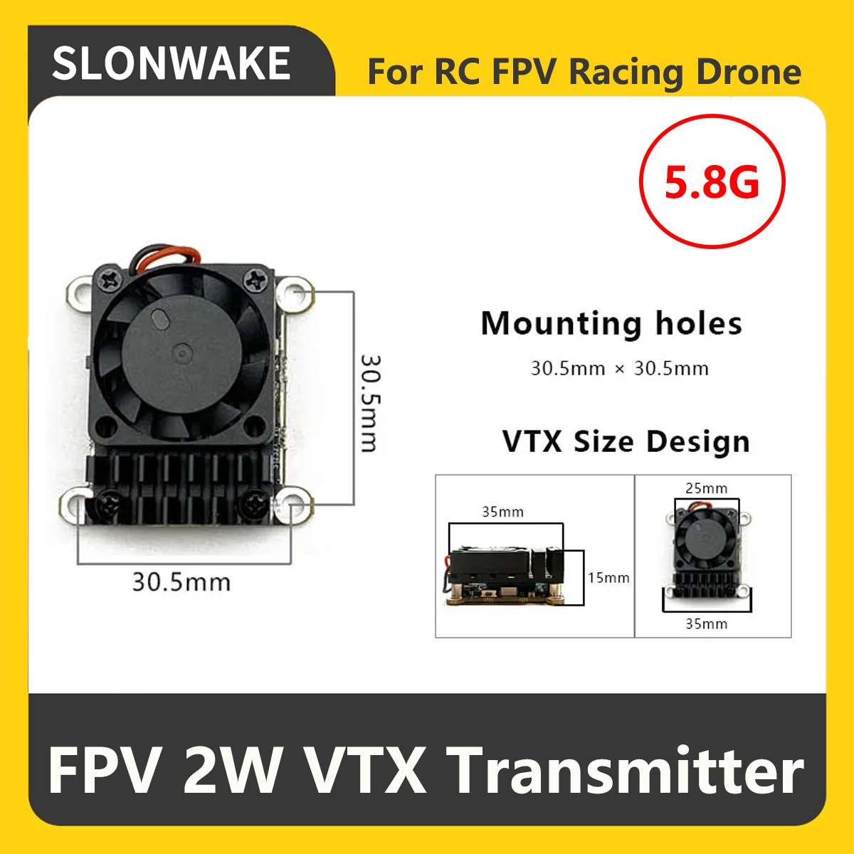 SLONWAKE 5.8G 2000mW FPV VTX T - огляд і ціна Drone Frame